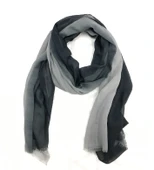 Gri Siyah Renk Geçişli %100 Pamuk Şal 90x190 cm - 1