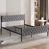 Karyola, Stil Metal Karyola, 120X200 cm, Kapitone İşlemeli Karyola thumbnail 3