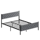 Karyola, Stil Metal Karyola, 140X190 cm, Kapitone İşlemeli Karyola - 5