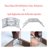 Açılı 135° Köşe Birleştirme Bağlantı Aparatı 4 Adet Mobilya Köşebent Sacı Gönye Metal 35x35x50 mm - 3