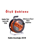 Seyyar Ip20 Plastik Makaralı 4 Prizli Uzatma Kablosu 3x2.5 Mm Ttr Cca Kablo 30 Metre Termal Sigorta - 2