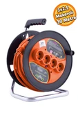 Seyyar Ip20 Plastik Makaralı 4 Prizli Uzatma Kablosu 3x2.5 Mm Ttr Cca Kablo 30 Metre Termal Sigorta - 1