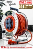 Makaralı Seyyar Kablo Kapaklı 4 Prizli Metal Uzatma Kablosu 3x2.5 Mm Ttr Cca Kablo 50 Metre - 1
