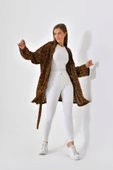 Turuncu Çiçekli Viskon Kimono - Siyah - 6
