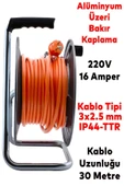 Makaralı Seyyar Kablo Kapaklı 4 Prizli Metal Uzatma Kablosu 3x2.5 Mm Ttr Cca Kablo 30 Metre - 2