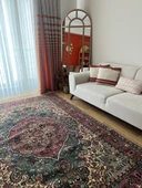 181x274 cm Büyük Boy Yeşil & Pembe Renk El Dokuma Halı, Harika Çiçek Desenli Büyük Boy Salon Halısı - 7