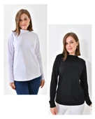 2li Paket Uzun Kollu Bluz - Siyah ve Beyaz - 1