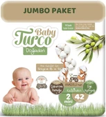 Baby Turco Bebek Bezi Doğadan Beden:2 (3-6KG) Mini (Göbek Bağı Oyuntulu) 42 Adet Jumbo Pk - 1