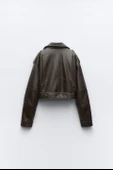 Zara DERİ EFEKTLİ KISA BIKER CEKET - 3