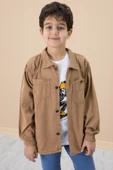 Kahve Gömlek ve Baskılı Tişörtlü Erkek Çocuk 2li Takım 19990 - 1