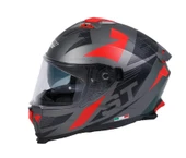 Sway SW 865 ST Gri Kırmızı Kask - 2