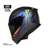 M-910 Mat Blue Güneş Vizörlü Motosiklet Kaskı (SİYAH CAMLI) thumbnail 1