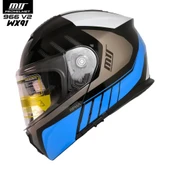 MTS 966 WX91 Çene Açılır Siyah-Beyaz-Mavi Kask - 1
