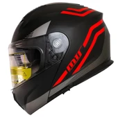 MTS 966 Wx20 Red Çene Açılır Mat Siyah-kırmızı Kask - 1
