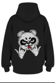Oversize 'Furry Teddy Bear' Baskılı Kapşonlu Hoodie Sweatshirt - 1