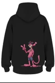 Oversize 'Pink Panther' Baskılı Kapşonlu Hoodie Sweatshirt - 1