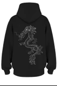 Oversize 'Fıre Snake' Baskılı Kapşonlu Hoodie Sweatshirt - 1