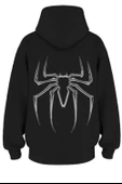 Oversize 'Spider' Baskılı Kapşonlu Hoodie Sweatshirt - 1