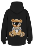 Oversize 'Bear' Baskılı Kapşonlu Hoodie Sweatshirt - 1