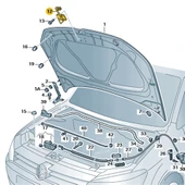 VW Polo 2015-2017 Kaput Kilit Üst Emniyet Açma Mandalı 6R0823186C - 2