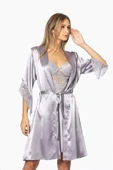 Pierre Cardin Midi Dantel Sabahlık Gecelik Set 4240 Royal - 1