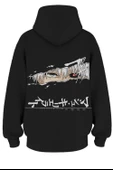 Oversize 'Squinty Red Eyes' Baskılı Kapşonlu Hoodie Sweatshirt - 1