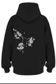 Oversize 'Flowers Of Spring' Baskılı Kapşonlu Hoodie Sweatshirt - 2