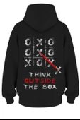 Oversize 'o,x,o' Baskılı Kapşonlu Hoodie Sweatshirt - 1