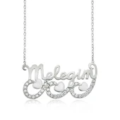 Gümüş Meleğim Yazılı Kalpli Bayan Kolye - 1