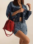 Buket Model Büzgülü Kırmızı Çanta thumbnail 1