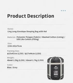 Naturehike L250 Zarf Tarzı Kapüşonlu Uyku Tulumu -10°C  GRİ Right - 10