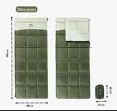Naturehike LT150 Zarf Tarzı Pamuklu Uyku Tulumu -4°C  Army Green Left - 1