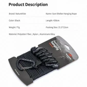 Naturehike Çok Fonksiyonlu Kancalı Ayarlanabilir Asma İpi 4.3 mt - 2