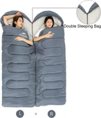 Naturehike Y150L Zarf Tarzı Kapüşonlu Pamuklu Uyku Tulumu -6°C  MAVİ Right - 4