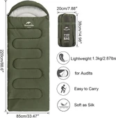 Naturehike Y150L Zarf Tarzı Kapüşonlu Pamuklu Uyku Tulumu -6°C  YEŞİL Left - 8