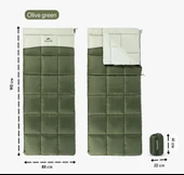 Naturehike LT250 Zarf Tarzı Pamuklu Uyku Tulumu -11°C  Army Green Left - 1