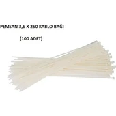 PEMSAN Klips Kablo Bağı 3.6x250 BEYAZ (100lü Paket) Kablo Cırdı - 1