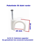 No:8 Beton (50li pk.) Çivili Kablo Tutturma Kroşe Beyaz Plastik - 1