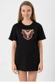 Jupiters Legacy Utopian Chest Siyah Kadın Oversize Tshirt - 1