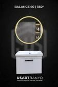 Balance 60 cm Beyaz Banyo Dolabı  360° Led Ayna 60x60 - 1