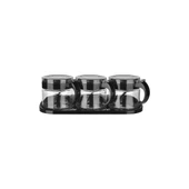 TİTİZ LİLY BAHARATLIK KAŞIKLI CAM 300ML 3 LÜ SET SİYAH - 1