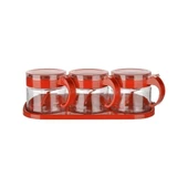 TİTİZ LİLY BAHARATLIK KAŞIKLI CAM 300ML 3 LÜ SET KIRMIZI - 1