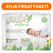 Giggles Natural 1 Numara Yenidoğan Pamuklu Bebek bezi 140 Adet - 1