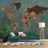 Vintage Dünya Haritası Duvar Kağıdı thumbnail 1