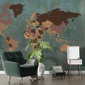 Vintage Dünya Haritası Duvar Kağıdı thumbnail 5