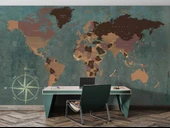 Vintage Dünya Haritası Duvar Kağıdı thumbnail 4