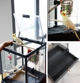 Dayang Kırılmaz Camlı Kuş Kafesi 39,5*43*51,3cm Beyaz thumbnail 2