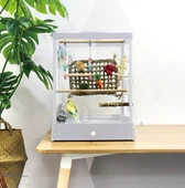 Dayang Kırılmaz Camlı Kuş Kafesi 39,5*43*51,3cm Beyaz thumbnail 1