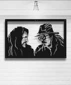 BARIŞ MANÇO CEM KARACA PORTRELİ ÇERÇEVELİ METAL DUVAR DEKORU - 1