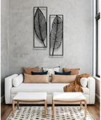 2 YAPRAK FİGÜRLÜ ÇERÇEVELİ METAL DUVAR DEKORU - 5